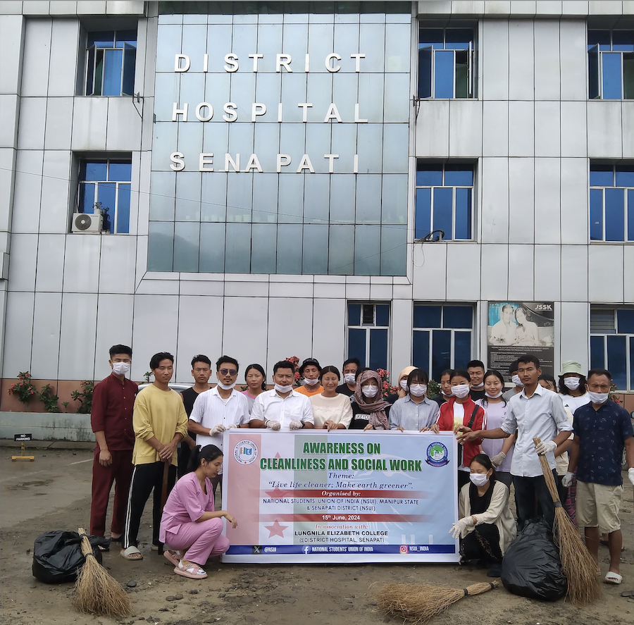 Awareness on cleanliness and social work, by NSUI associated with Lungnila Elizabeth College